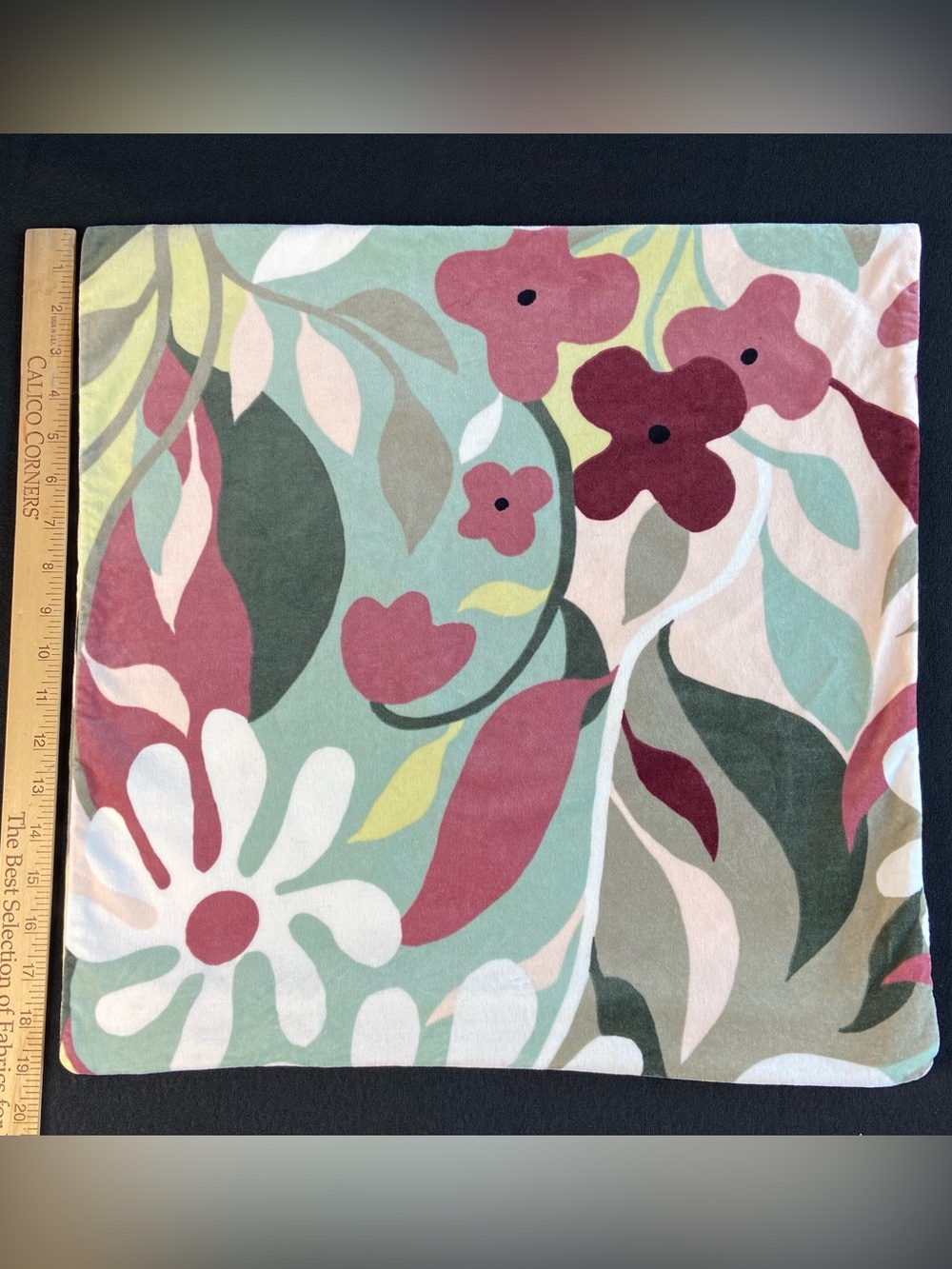 Two - Floral Accent Pillow Covers in Green & Pink Floral pattern - 18”